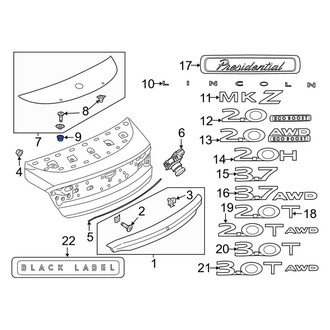 Lincoln OE - Liftgate Pull Handle Nut