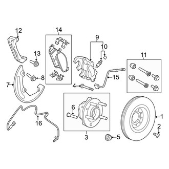 Lincoln OE - Front Suspension - Brake Components (With Gray Calipers)