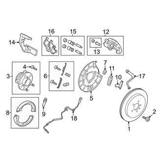 Lincoln OE - Rear Suspension - Brake Components (With Gray Calipers), (FWD 3.7L)