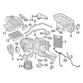 Lincoln OE - Air Conditioner & Heater - Evaporator & Heater Components (Front, With Rear A/C)