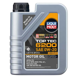 Liqui Moly® - Top Tec™ 6200 SAE 0W-20 Synthetic Motor Oil, 1 Liter (1.06 Quarts)