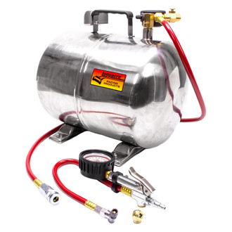 Longacre® - 5 gal Portable Ultra Lightweight Polished Air Tank with Dial Filler Tire Pressure Gauge