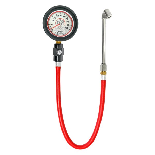Longacre® - Deluxe™ 0 to 100 psi Glow-In-The-Dark Dial Tire Pressure Gauge with Foot Valve