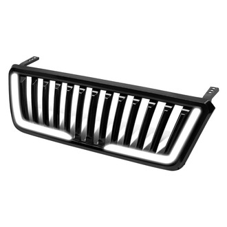 Lumen® - 1-Pc Fence Style Black Vertical Billet Main Grille with LED DRL Lights