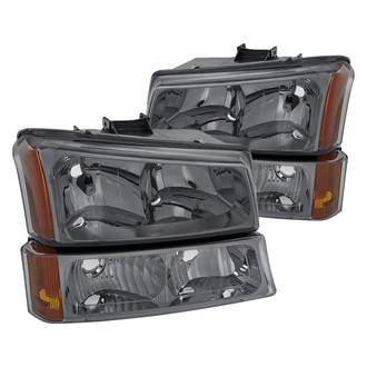 Lumen® - Chrome/Smoke Euro Headlights with Turn Signal/Parking Lights
