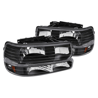 Lumen® - Black Euro Headlights with Bumper Lights