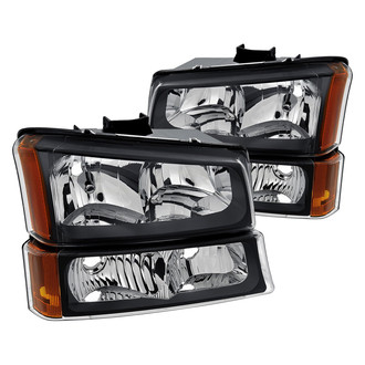 Lumen® - Black Euro Headlights with Turn Signal/Parking Lights