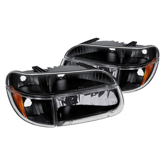Lumen® - Black Euro Headlights with Corner Lights