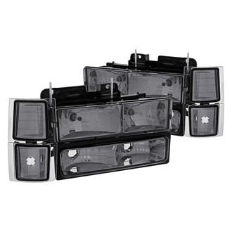 Lumen® - Chrome/Smoke Euro Headlights with Turn Signal/Parking and Corner Lights