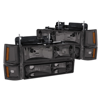 Lumen® - Chrome/Smoke Euro Headlights with Bumper and Corner Lights