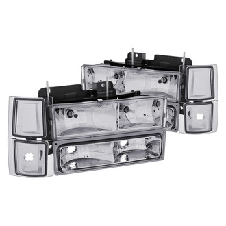 Lumen® - Chrome Euro Headlights with Turn Signal/Parking and Corner Lights