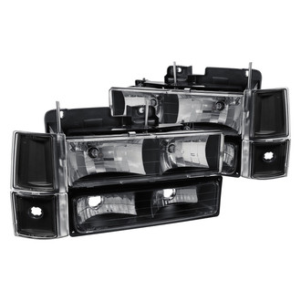 Lumen® - Black Euro Headlights with Bumper and Corner Lights