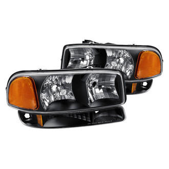Lumen® - Black Euro Headlights with Bumper Lights