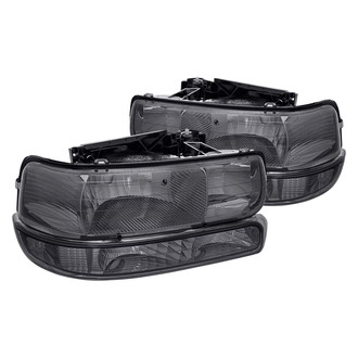 Lumen® - Chrome/Smoke Euro Headlights with Bumper Lights