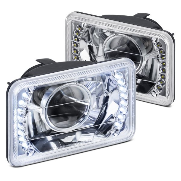 Lumen® - 4x6" Rectangular Chrome Projector LED Headlights