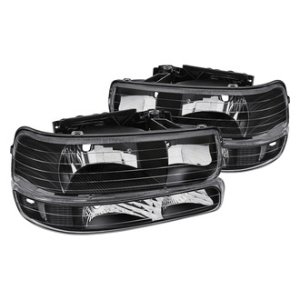 Lumen® - Black Euro Headlights with Bumper Lights