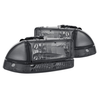 Lumen® - Chrome/Smoke Euro Headlights with Bumper Lights