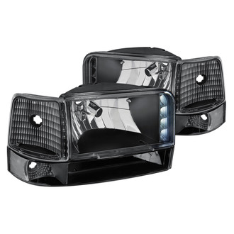 Lumen® - Black Euro Headlights with Parking LEDs