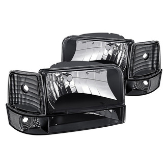 Lumen® - Black Euro Headlights with Bumper and Corner Lights