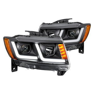 Lumen® - Black DRL Bar Projector Headlights with LED Turn Signal