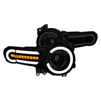 Lumen® - Black/Smoke DRL Bar Headlights with Sequential LED Turn Signal