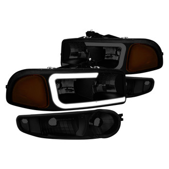 Lumen® - Black/Smoke LED DRL Bar Headlights with Turn Signal/Parking Lights