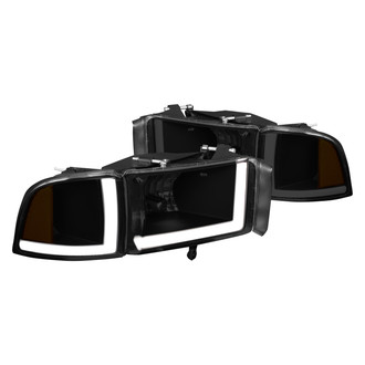 Lumen® - Black/Smoke LED DRL Bar Headlights with Turn Signal/Corner Lights