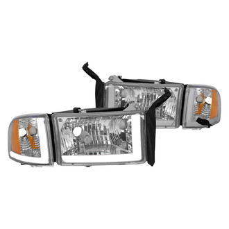 Lumen® - Chrome LED DRL Bar Headlights with Turn Signal/Corner Lights