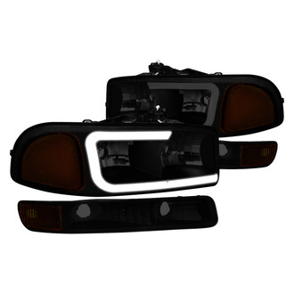 Lumen® - Black/Smoke LED DRL Bar Headlights with Turn Signal/Parking Lights