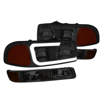 Lumen® - Chrome/Smoke LED DRL Bar Headlights with Turn Signal/Parking Lights