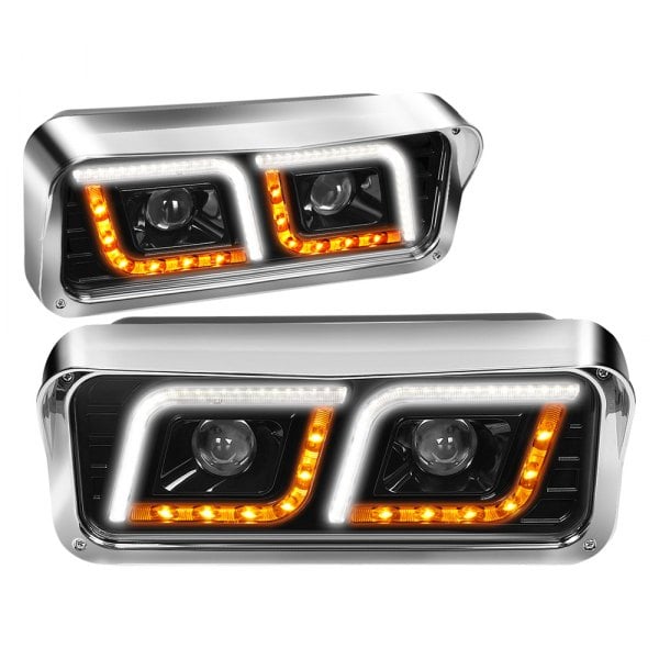 Lumen® 87-1002736 - Black DRL Bar Projector LED Headlights