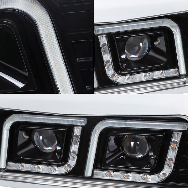 Lumen® 87-1002736 - Black DRL Bar Projector LED Headlights