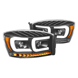 Lumen® - Black Dual LED DRL Bar Projector Headlights