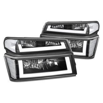 Lumen® - Black LED DRL Bar Euro Headlights