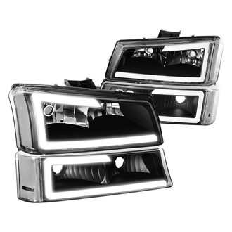 Lumen® - Black LED DRL Bar Headlights with Turn Signal/Parking Lights