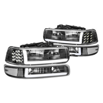 Lumen® - Black LED DRL Bar Headlights with Turn Signal/Parking Lights