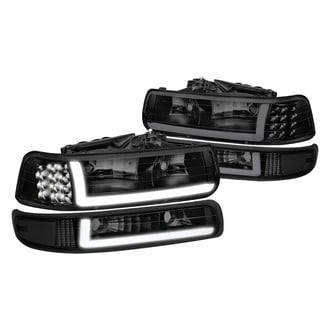 Lumen® - Black/Smoke LED DRL Bar Headlights with Turn Signal/Parking Lights