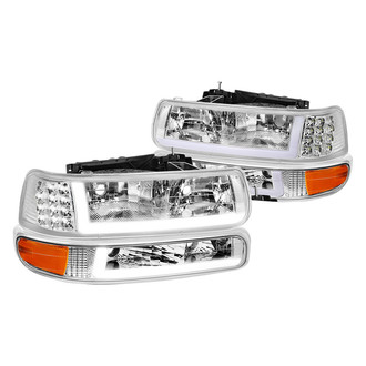 Lumen® - Chrome LED DRL Bar Headlights with Turn Signal/Parking Lights