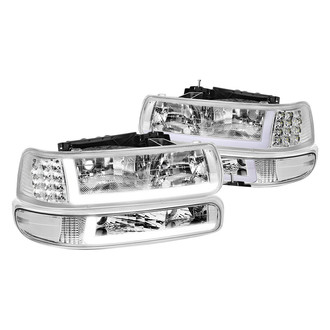 Lumen® - Chrome LED DRL Bar Headlights with Turn Signal/Parking Lights