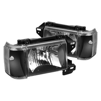 Lumen® - Black Euro Headlights with Turn Signal/Corner Lights