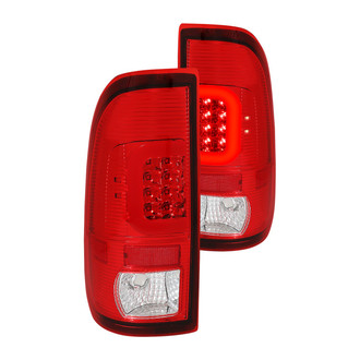 Lumen® - Chrome/Red C-Shape Fiber Optic LED Tail Lights