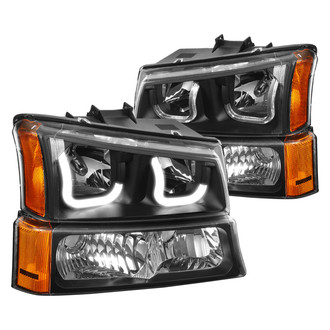 Lumen® - Black LED DRL Bar Headlights with Turn Signal/Parking Lights