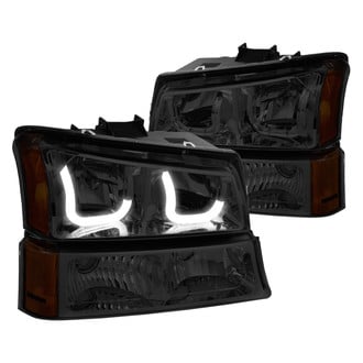 Lumen® - Chrome/Smoke LED DRL Bar Headlights with Turn Signal/Parking Lights