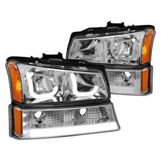 Lumen® - Chrome LED DRL Bar Headlights with Turn Signal/Parking Lights