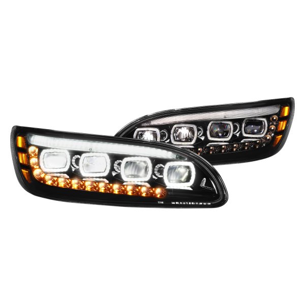 Lumen® - Black DRL Bar Halo Projector LED Headlights with Sequential Turn Signal