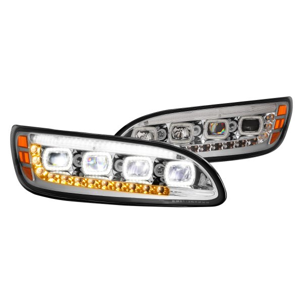 Lumen® - Chrome DRL Bar Halo Projector LED Headlights with Sequential Turn Signal