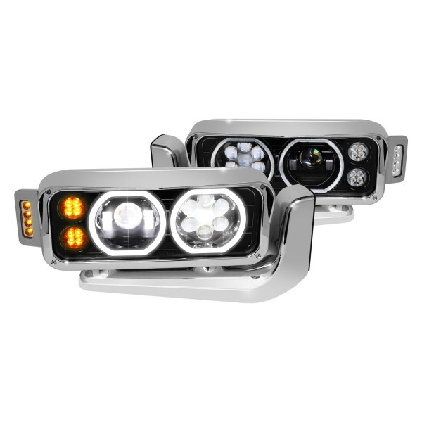 Lumen® - Black/Chrome Dual Halo Projector LED Headlights
