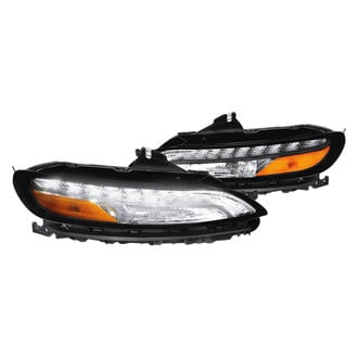 Lumen® - Black/Chrome Amber/Clear Factory Style Turn Signal/Parking Lights with LED DRL