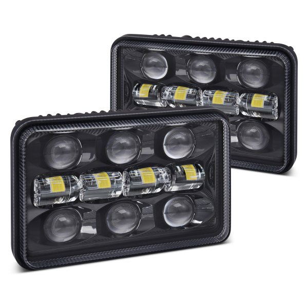 Lumen® - 4x6" Rectangular Black Projector LED Headlights
