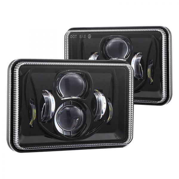 Lumen® - 4x6" Rectangular Black Projector LED Headlights